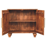 Solid Wood Arco Groove Sideboard, 2 Doors And 2 Shelves, Dark Brown