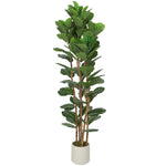 HOMCOM Artificial Fiddle Leaf Fig Tree With Solid Wood Trunks