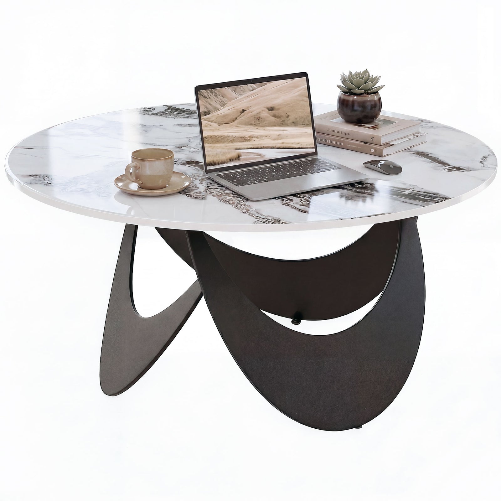 Coffee Table Sintered Stone Top White And Black | White