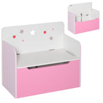Kids Wooden Toy Box Children Storage Chest Bench Organiser Bedroom | Pink