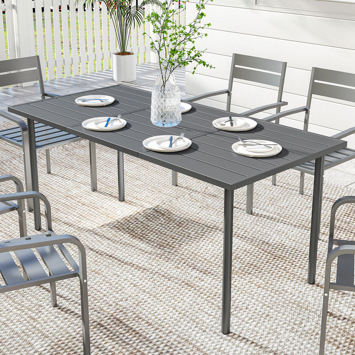 Garden Dining Table For 6 Person, 165 X 80 Cm