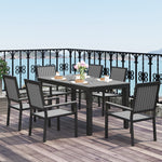 6 Seater Aluminium Garden Dining Set With Stackable Chairs | Gray