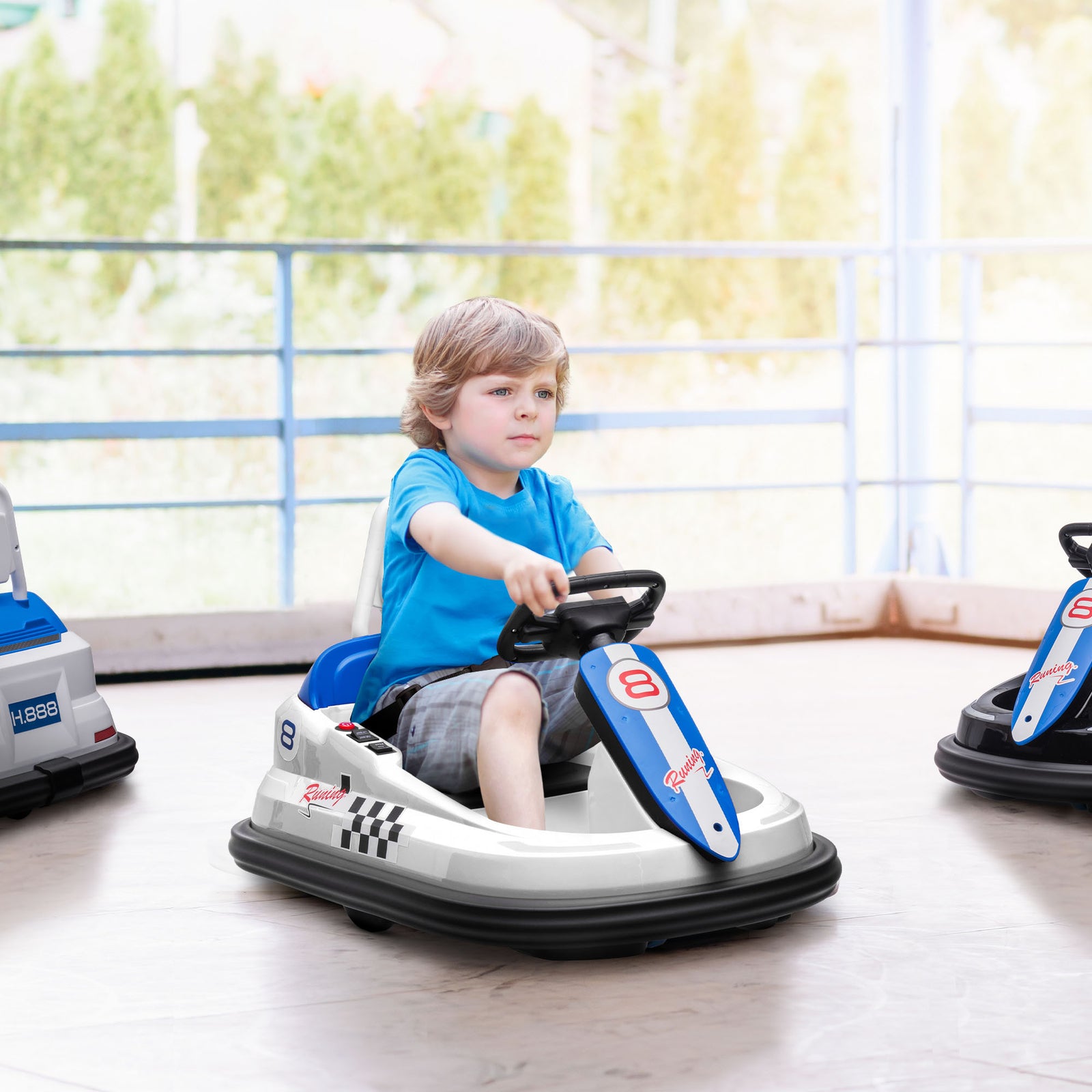 6v Kids Bumper Car, 360° Rotation Waltz Car W/ 2 Speeds | White