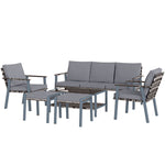 6 Piece Rattan Set, 7 Seater Sofa With Coffee Table