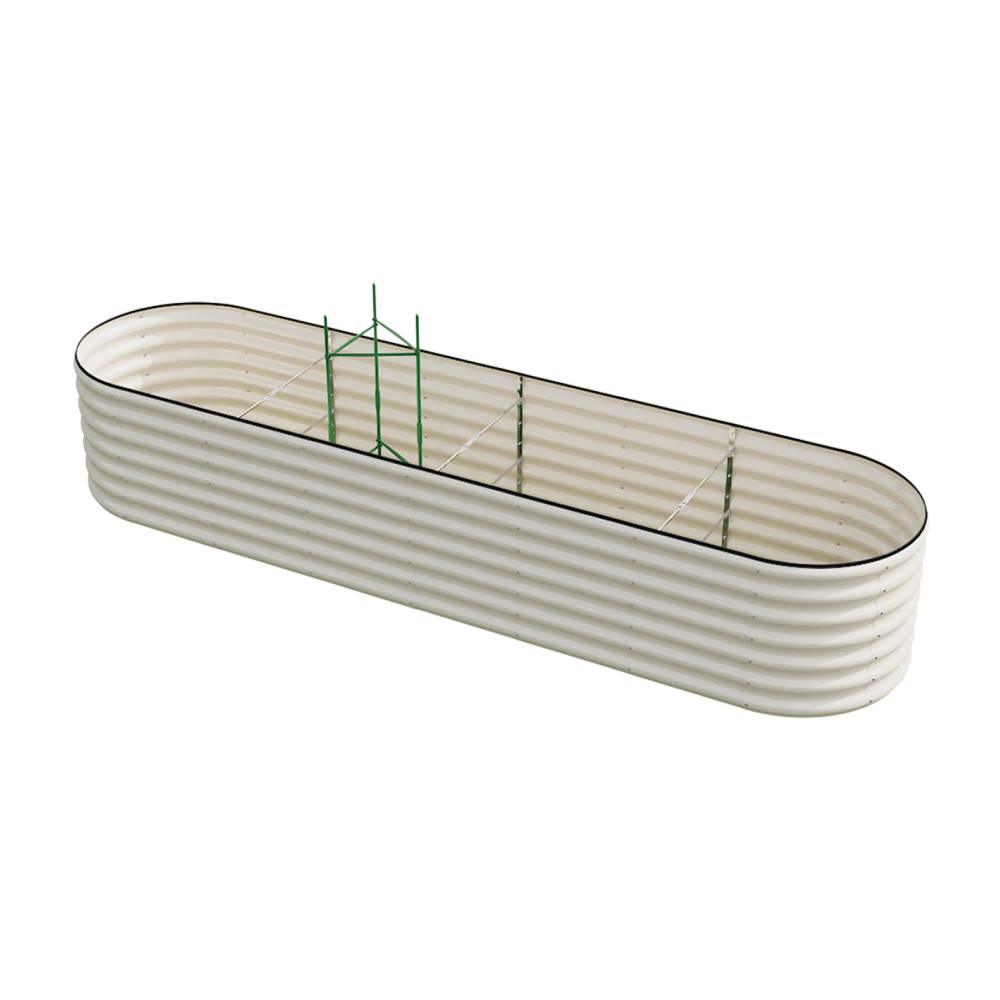 Galvanized Metal Raised Garden Bed – Extra Large Elevated Planter Box With Safety Edging, White | Large | White