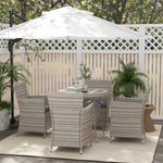 Outsunny 4 Seater Rattan Dining Set With Cushions, Double Layer Table
