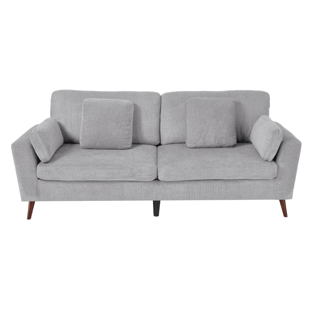 2-seater Chenille Upholstered Sofa With Pillows | Grey