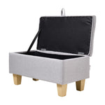 Modern Linen Upholstered Storage Bench | Grey
