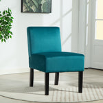 Valina Velvet Fabric Armless Accent Chair | Teal