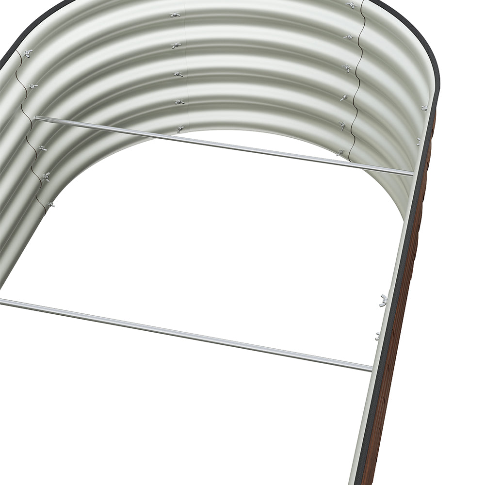 Brown Wood Grain Raised Garden Bed Oval-shaped Galvanised Steel Raised Garden Bed | Medium