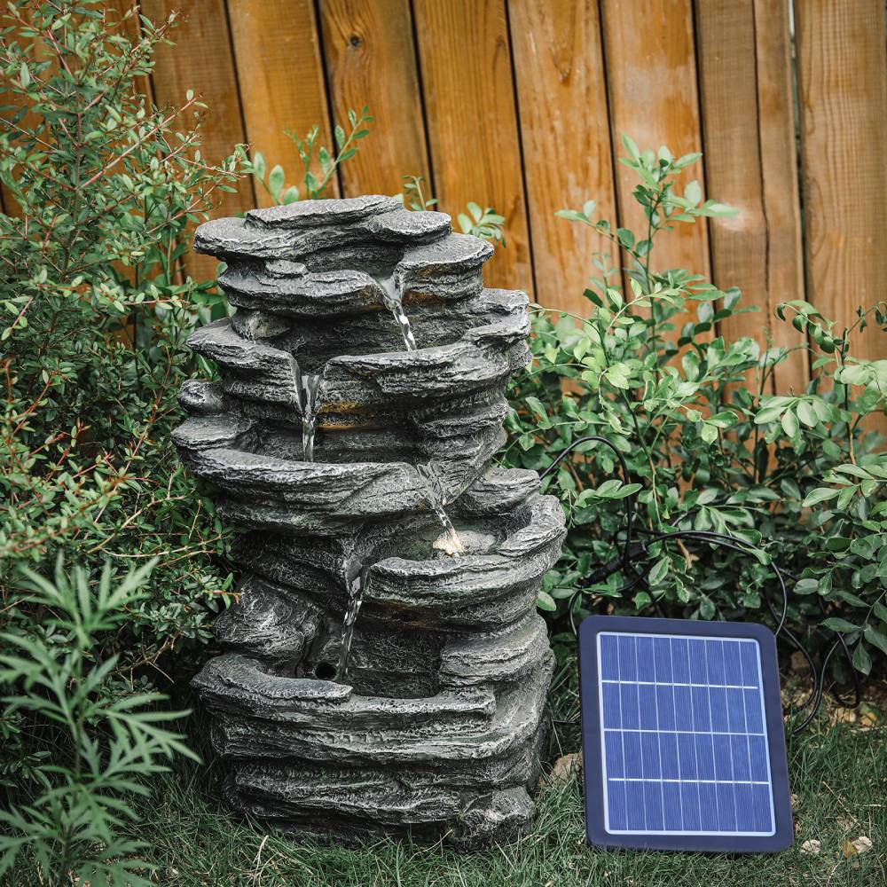 Garden Water Feature Outdoor Led Waterfall Fountain Rockery Decor