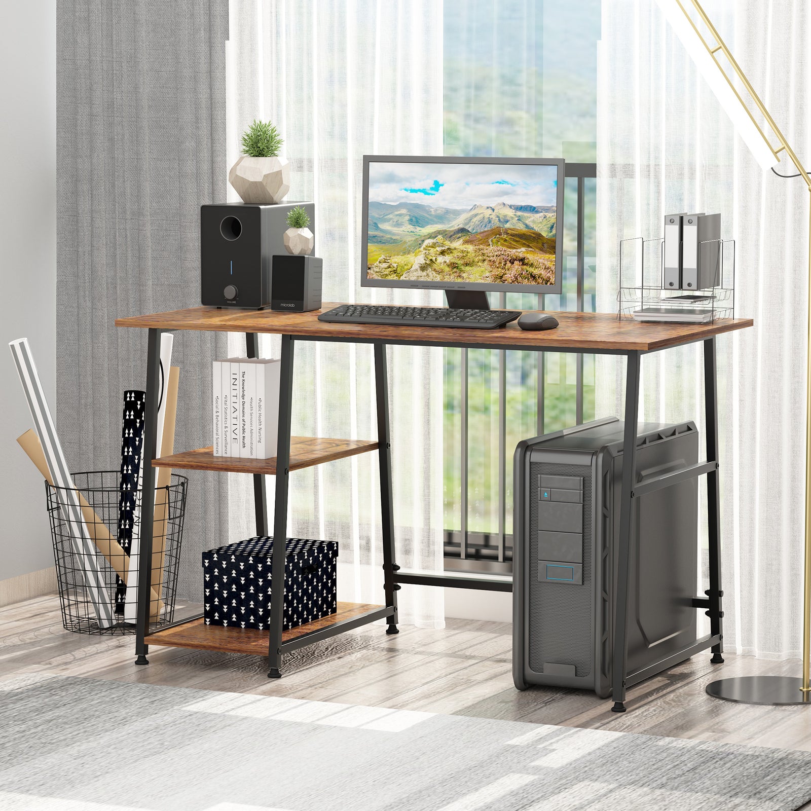 Writing Desk, Home Office, 2 Shelves