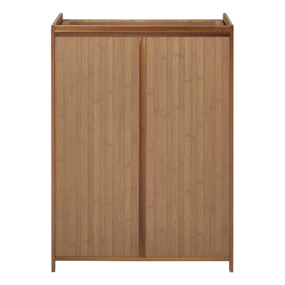 Bamboo And Shoe Cabinet – 2-door Textured Storage Unit With 6 Tiers For Neat And Stylish Entryway Organization
