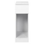 Bedside Table Cabinet  Narrow Slim Side Cabinet White Drawer Open Shelf | White