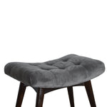 Solid Wood Grey Cotton Velvet Curved Bench