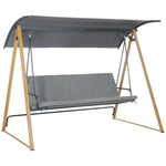 3 Seater Garden Swing Bench W/ Canopy And Cushioned Seat