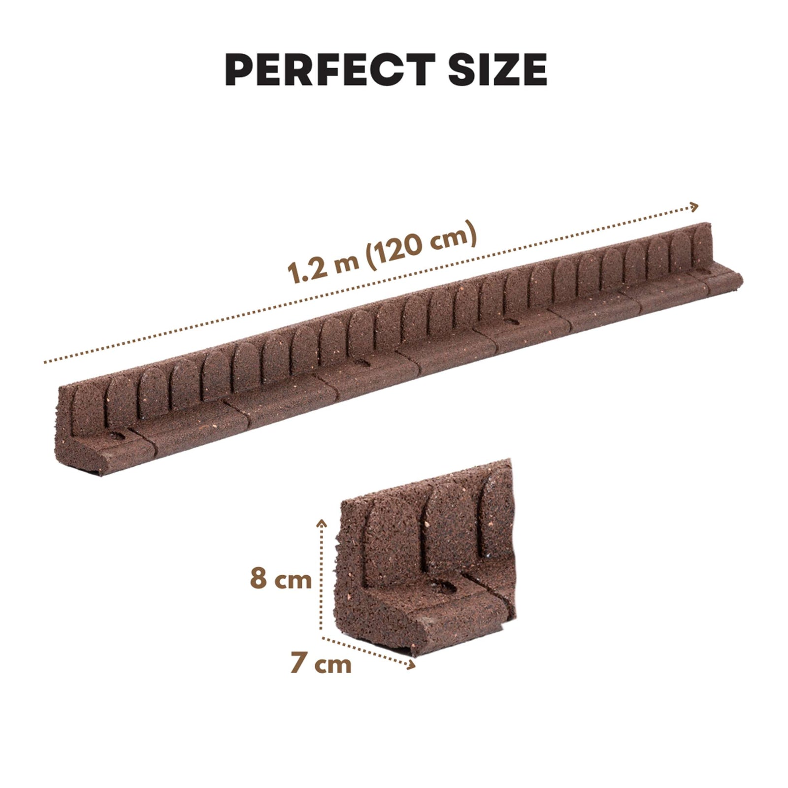Lawnmover Friendly Rubber Garden Border 1.2m | Set of 10 | Brown