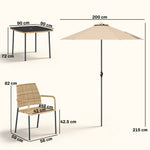 4 Seater Rattan Dining Set With Parasol | Brown