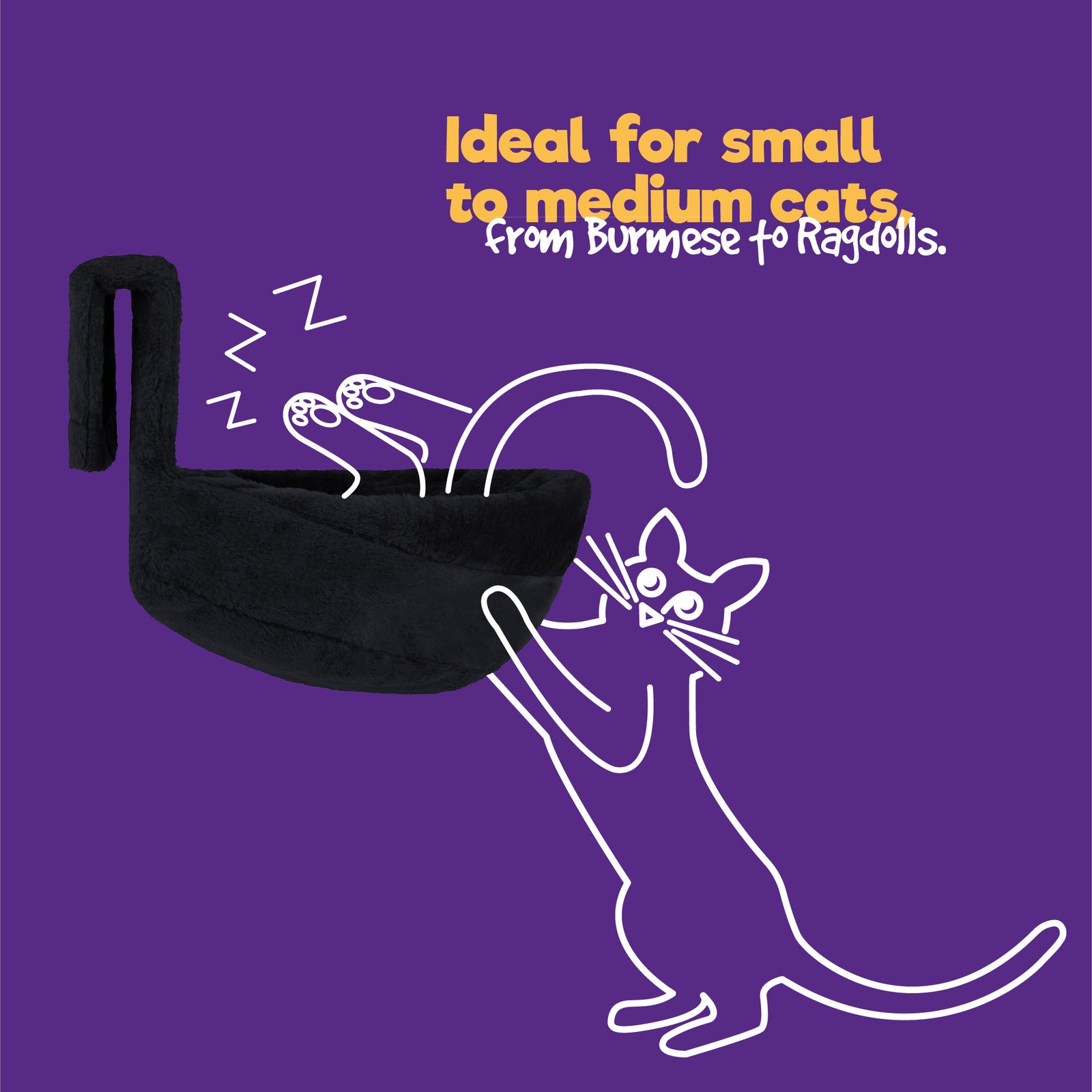 Black Radiator Cat Bed Round Fleece Basket With Foldable Iron Frame