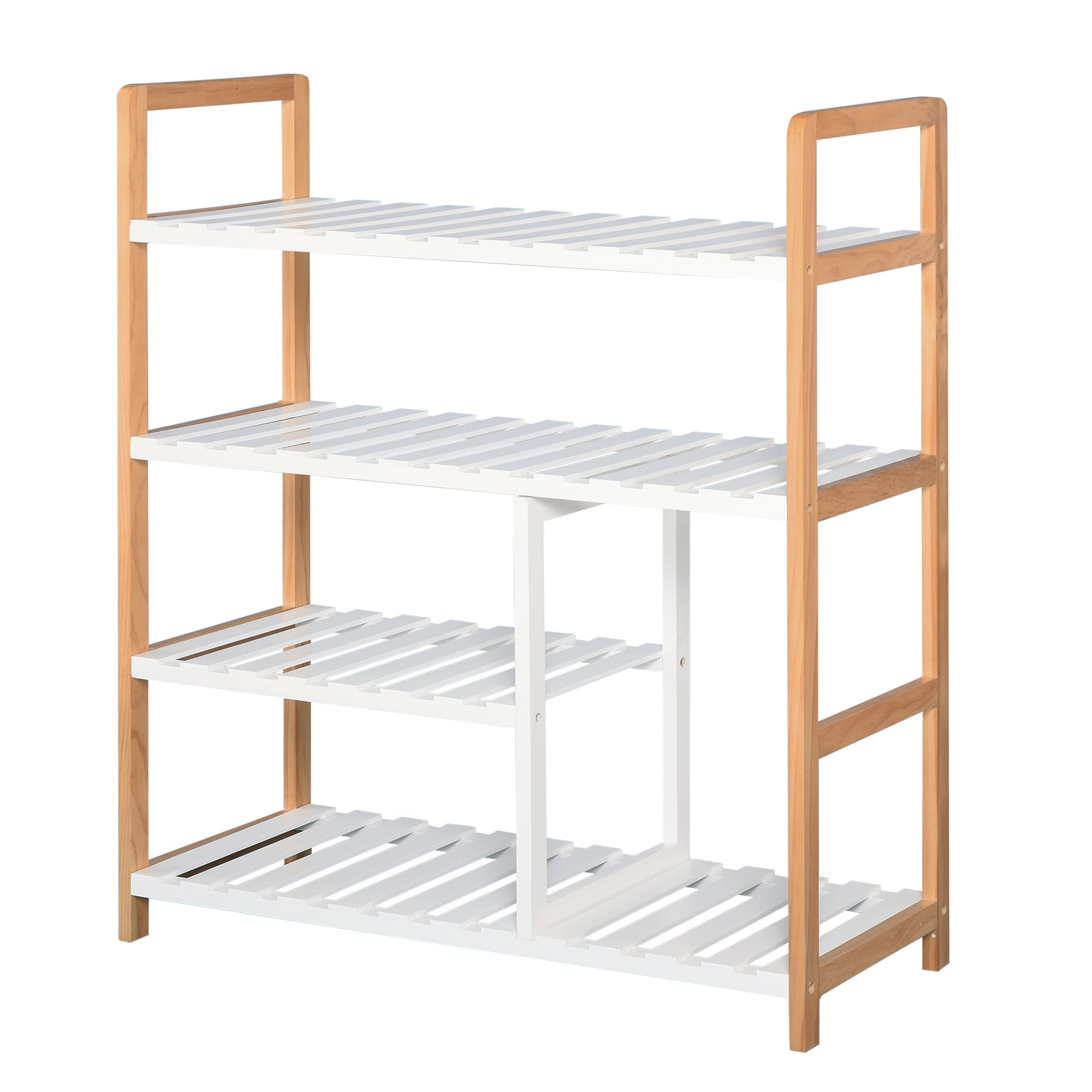 4-tier Shoe Rack Simple Home Storage W/ Wood Frame