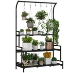 3 Tiered Plant Stand Ladder Shelf With Hanging Hooks