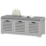 3-door Shoe Storage Bench Cushion Seat Slatted Doors | Grey