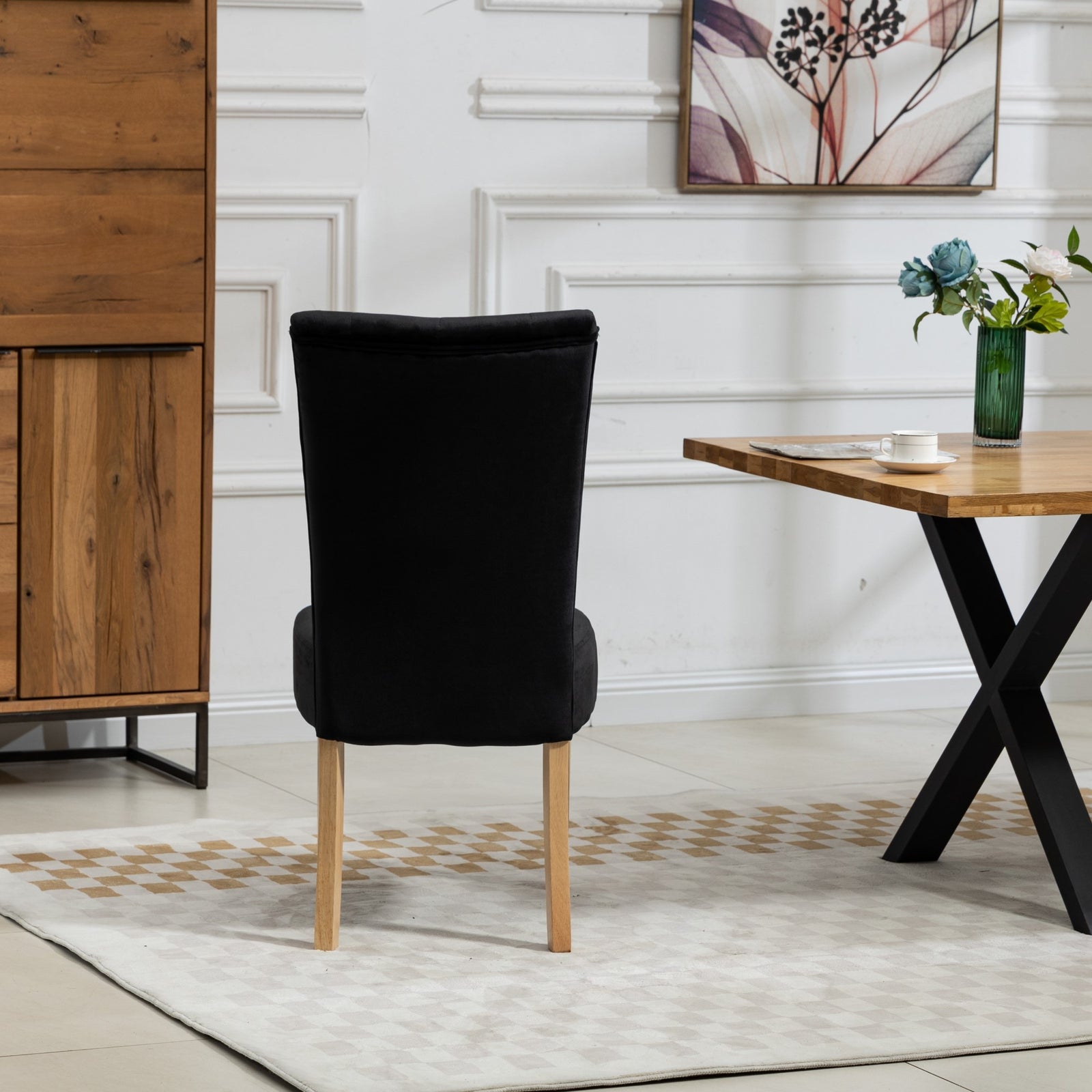 Set Of 2 Pienza Velvet Dining Chairs | Black