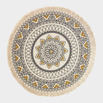 Mandala Printed 100% Cotton Round Rug | 140cm | Black & Gold