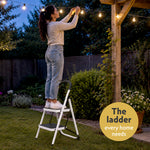 Step Ladder Premium Heavy-duty Steel Folding Step Stool 150kg Capacity | 2 Step | White