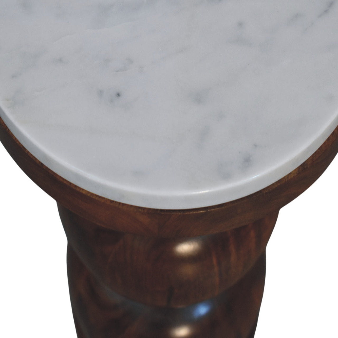 Marble Top Bulla Side Table, White and Brown | 8 | Brown