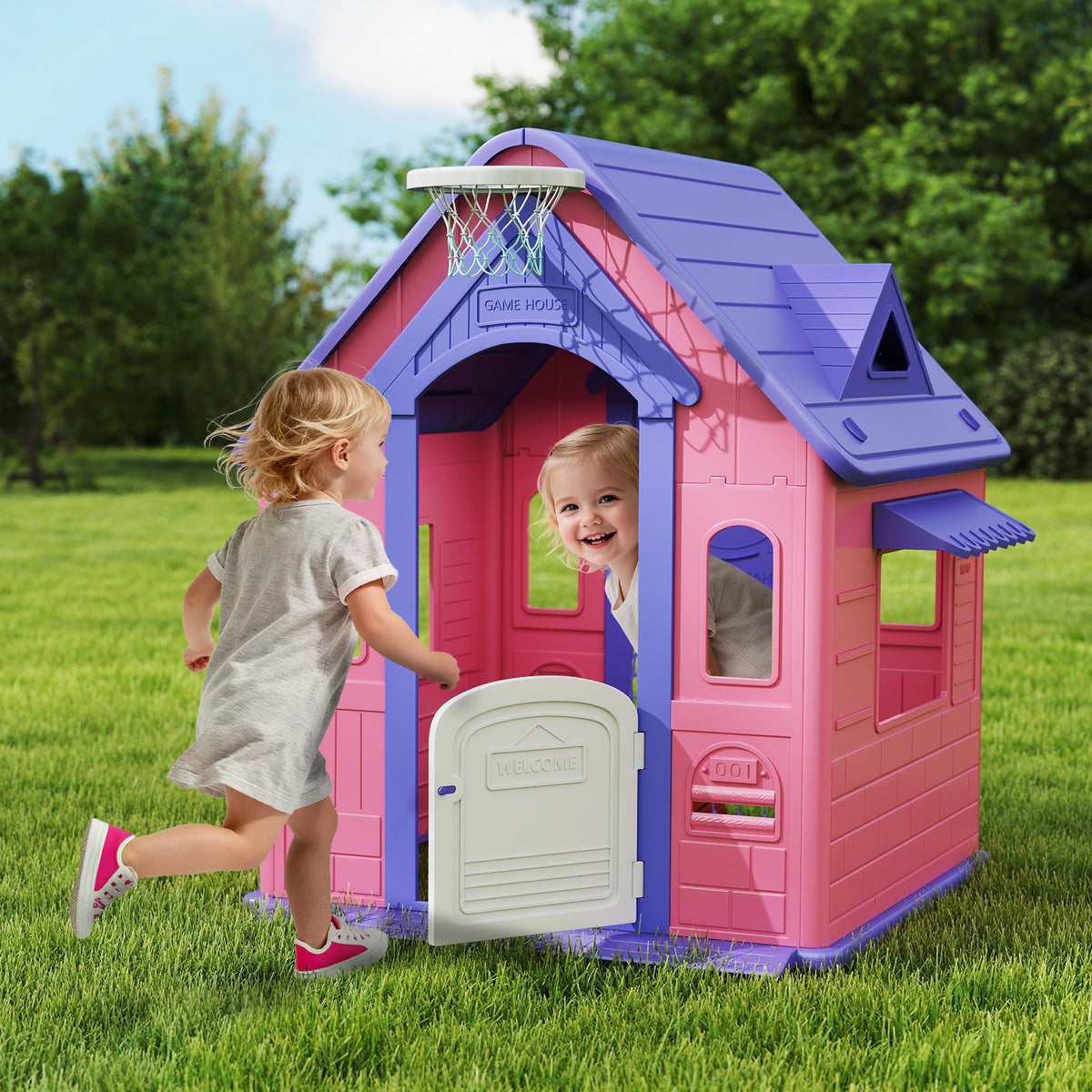 AIYAPLAY Playhouse For Kids Outdoor Indoor, 5 In 1 Garden House