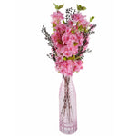 100cm Pink Artificial Blossom And Berries Glass Vase