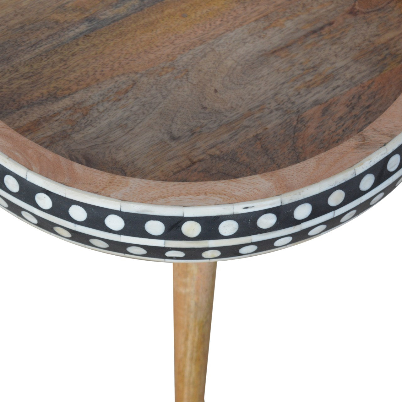 Solid Mango Wood Small Dotted End Table