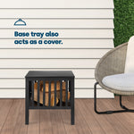 Square Iron Fire Basket With Grill - Black