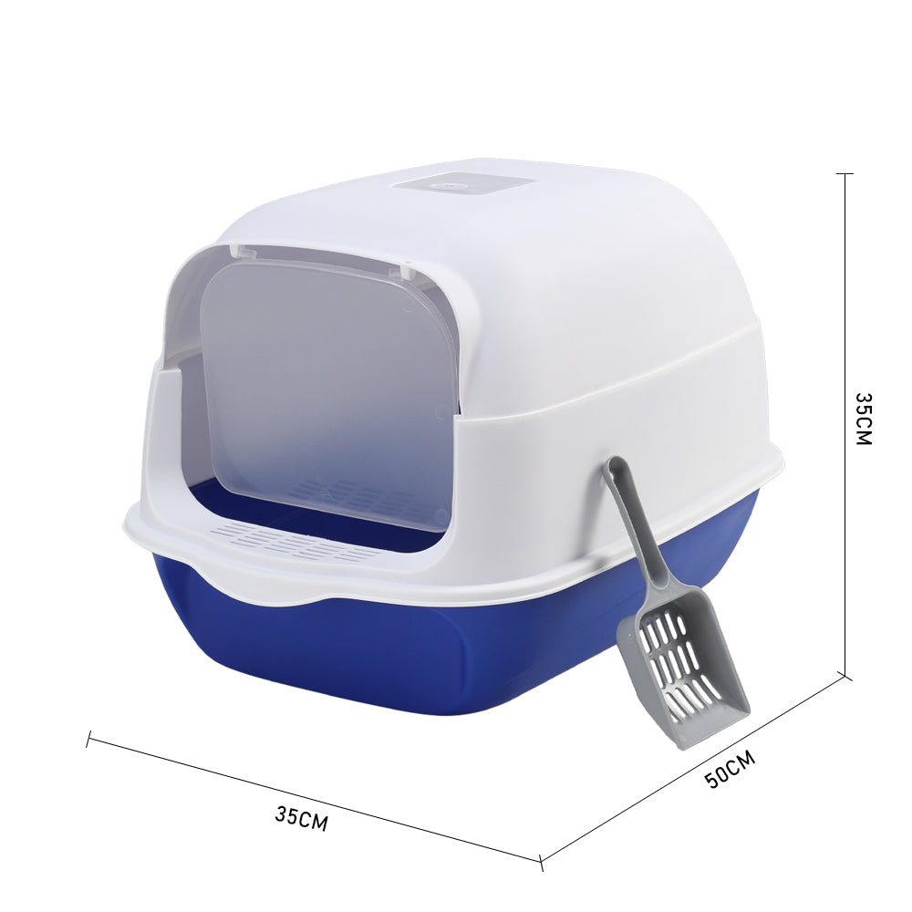 Detachable Cat Litter Box With Scoop Easy Clean Large Pet Toilet, Splash-proof, Odor Control, Portable Design | Blue
