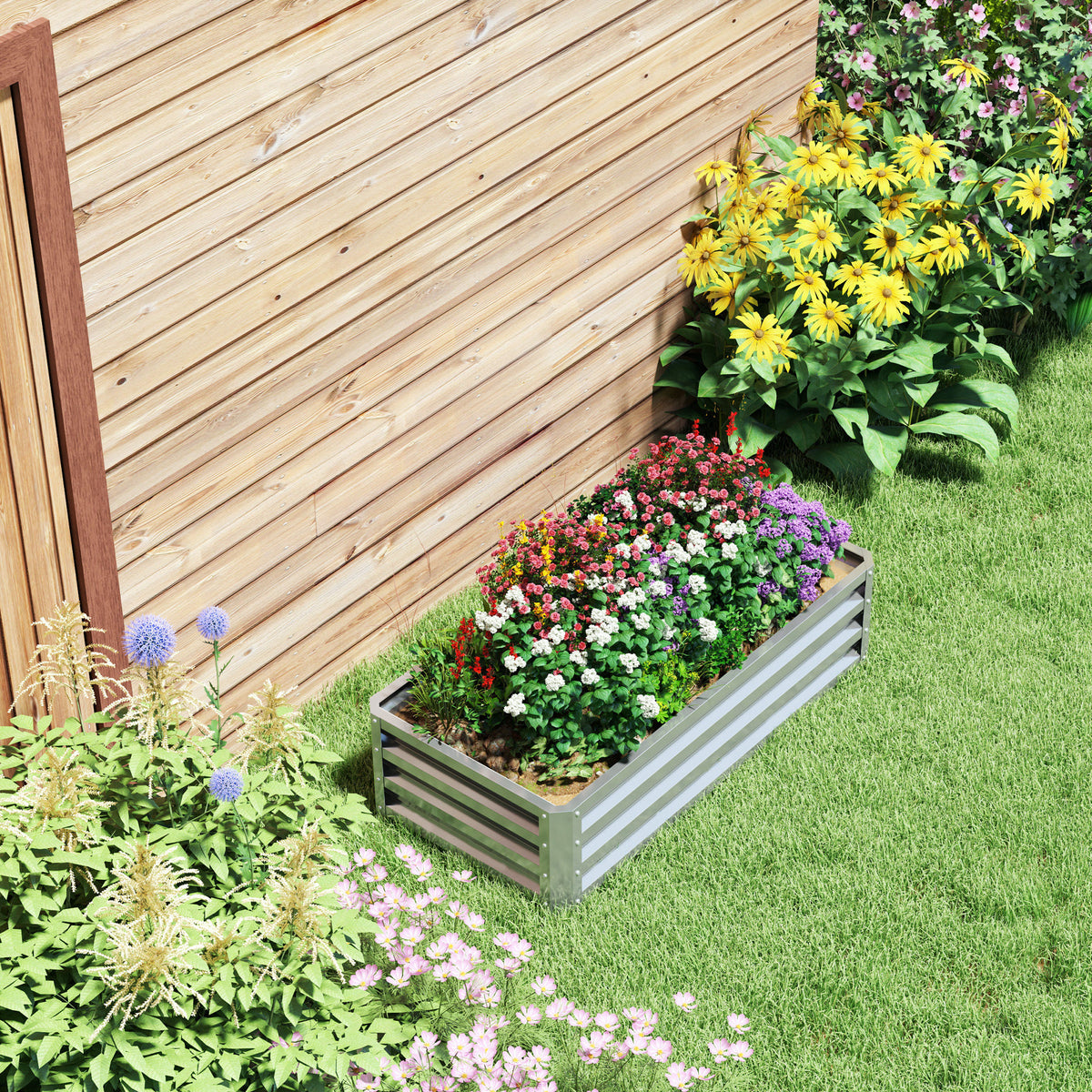 Raised Garden Bed Steel Planter Box | 216l | Silver