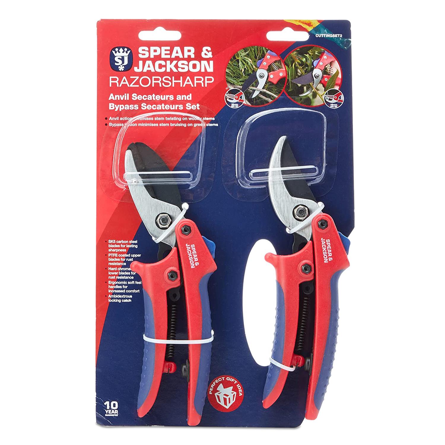 Gift Set Of Bypass & Anvil Secateurs Garden Tools