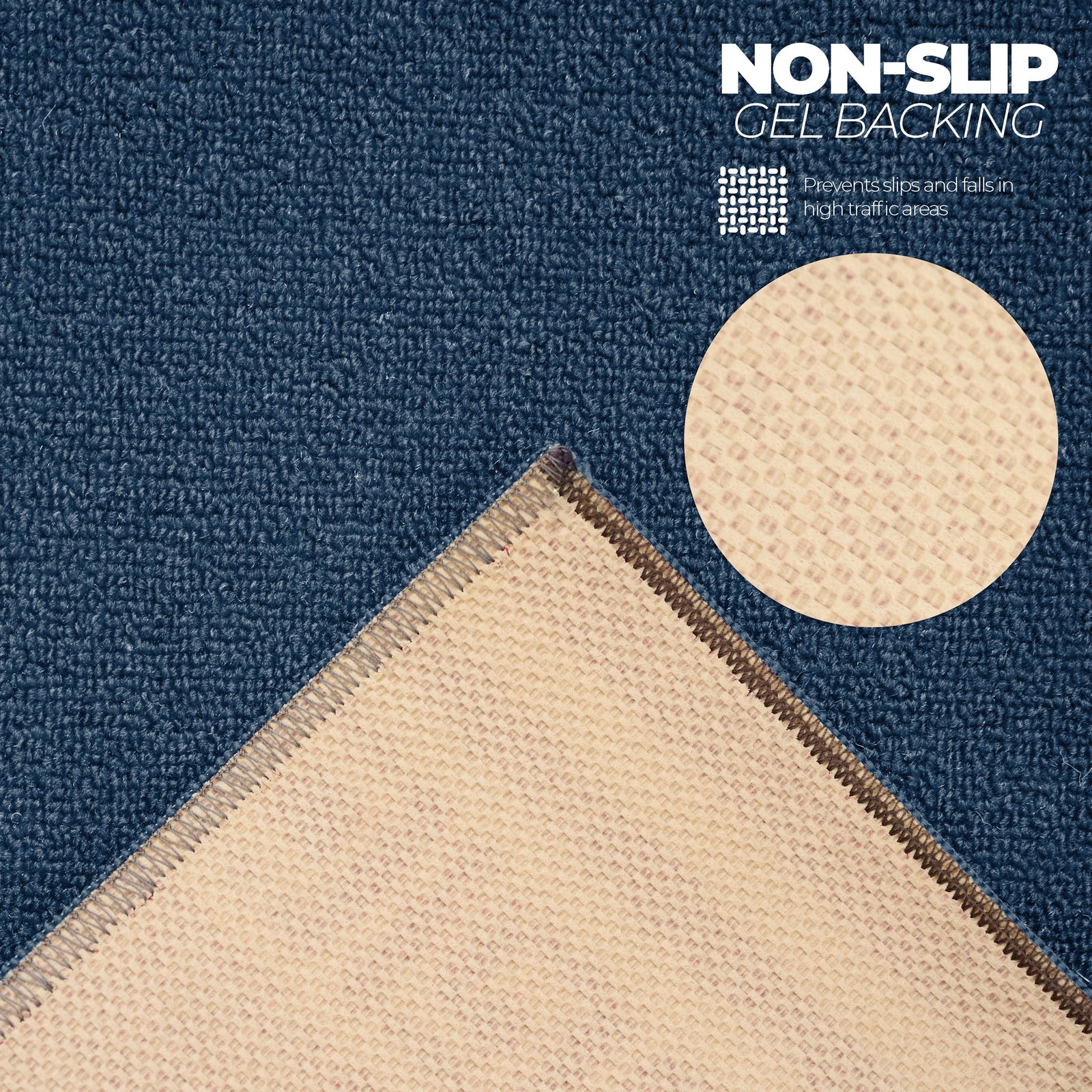Luna Stair Runner Non-slip Kitchen Mat | 6ft | Blue