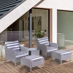 5 Pieces Outdoor Patio Furniture Set Wicker Conversation Set | Charcoal Gray