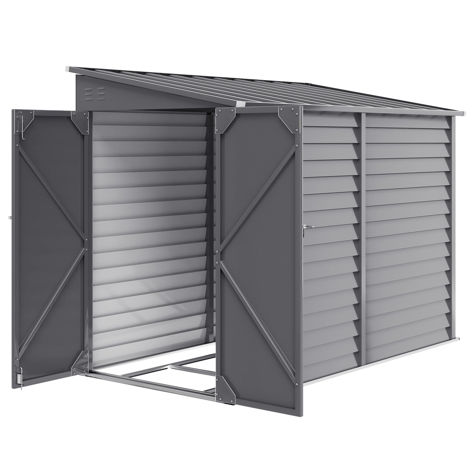 5 X 9ft Galvanised Metal Garden Shed With Foundation Kit | Grey