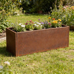 80/100cm W X 40cm D X 80cm H Rust Steel Flowerpot Outdoor Garden Weathering Metal Planter Box, Steel Planter With Drainage Hole | Large