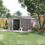 Garden Shed Storage Unit With Locking Door Floor Foundation | Large | Light Slate Gray