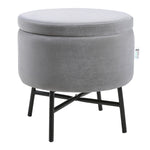 Contemporary Velvet Ottoman Metal Legs