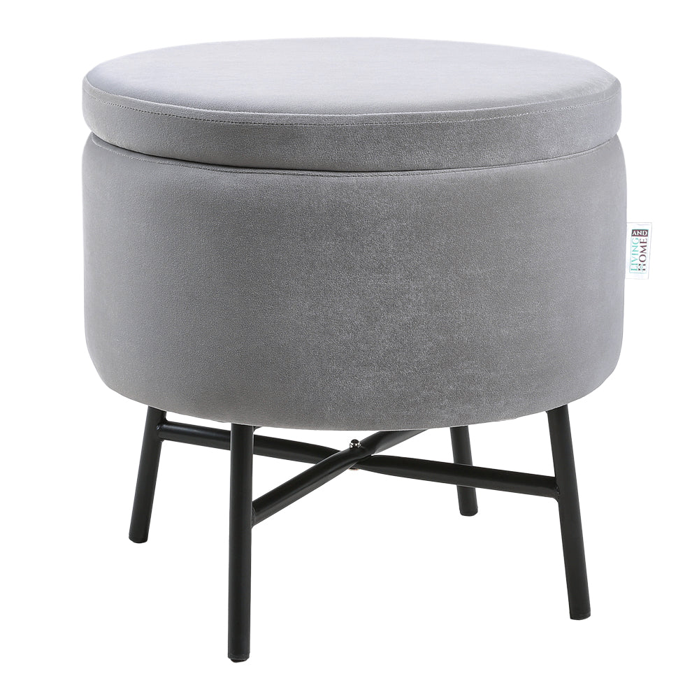 Contemporary Velvet Ottoman Metal Legs