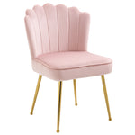 Velvet-feel Shell Accent Chair Bedroom Lounge Metal Legs | One Size | Pink