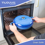 Shallow Cast Iron Casserole Pot With Lid  - 30cm , 3.7-quart | Dark Blue