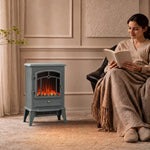 Fireplace Stove, Freestanding Electric Fire, 1000w/2000w, Grey