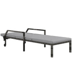 Rattan Wicker Chaise Lounger W/ Adjustable Backrest | Gray