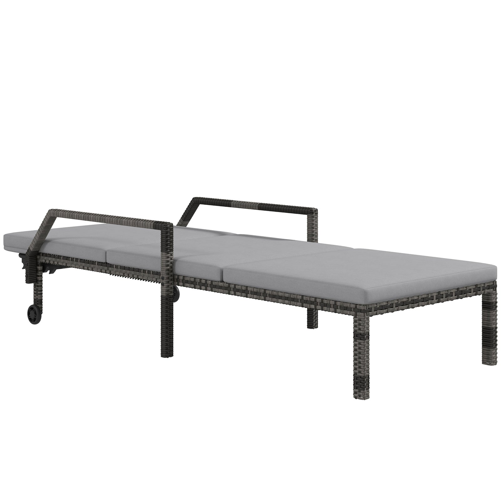 Rattan Wicker Chaise Lounger W/ Adjustable Backrest | Gray