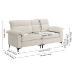 Minimalist Chenille Fabric Two-seat Sofa With Wooden Frame & Black Metal Legs | Beige